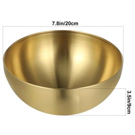 GSDGV Stainless Steel Salad Bowls, Mixing Bowls, Large Metal Mixing Bowls, Kitchen Salad Bowls, Multi-Use Kitchen Cooking Bowl Set for Cooking, Baking, Prepping, Dishwasher Safe(Gold)