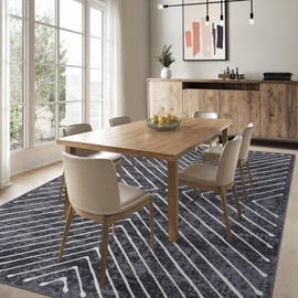 ROYHOME 8x10 Area Rug for Living Room Washable Rug Non Slip Large Bedroom Stain Resistant Dining Room Throw Rug Contemporary Accent Carpet Ultra Soft Modern Carpet for Home Decor Office, Dark Grey