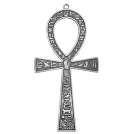 NileCart 7 in. large metal Egyptian ANKH Cross Made in Egypt with an ancient Egyptian hieroglyphic symbols on both sides (Antique Copper Tone)