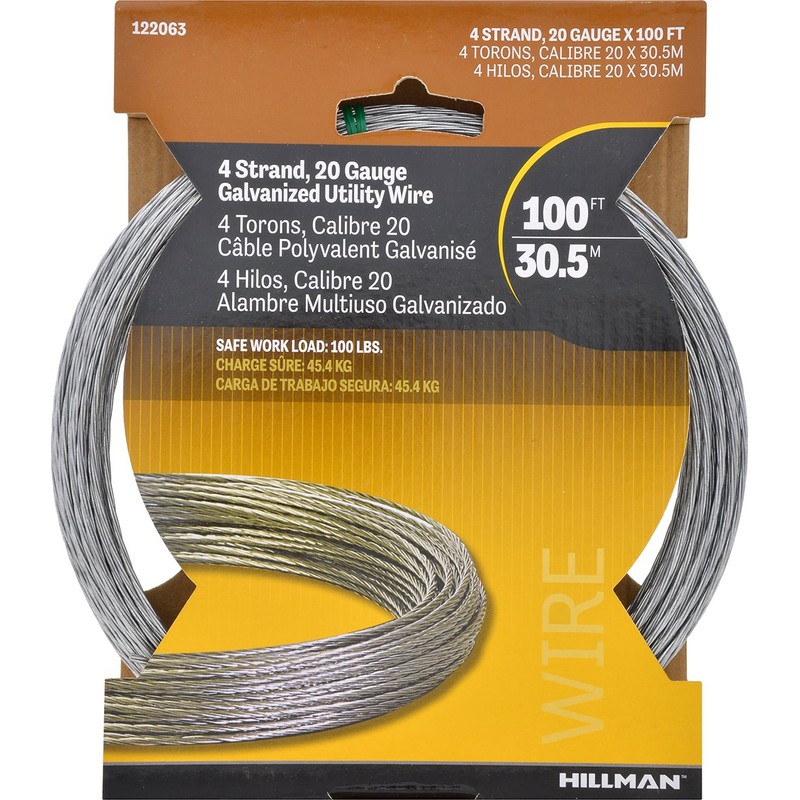 Hillman 122063 Galvanized Stranded Wire 4 Strand 100 Ft