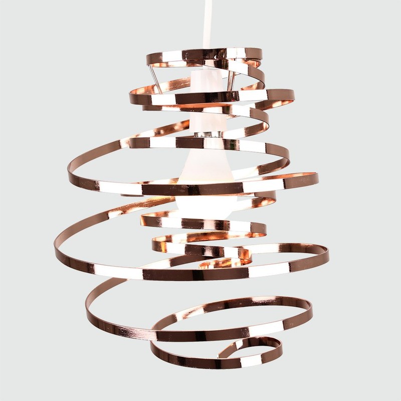 MiniSun | Contemporary Copper Metal Double Ribbon Spiral Ceiling Light