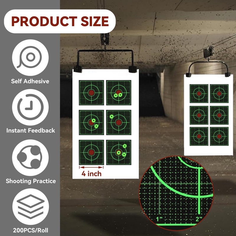 GearOZ Green Sight in Splatter Target Stickers 4" Reactive Paper