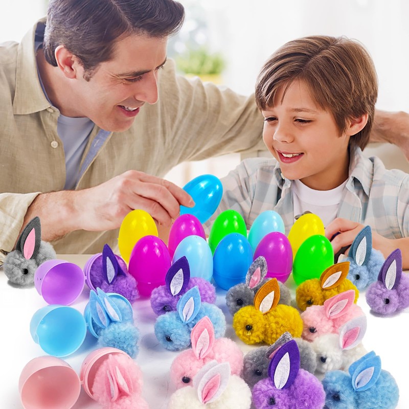 QLINLEAF 24 Pack Easter Egg Fillers with Bunny Inside Easter