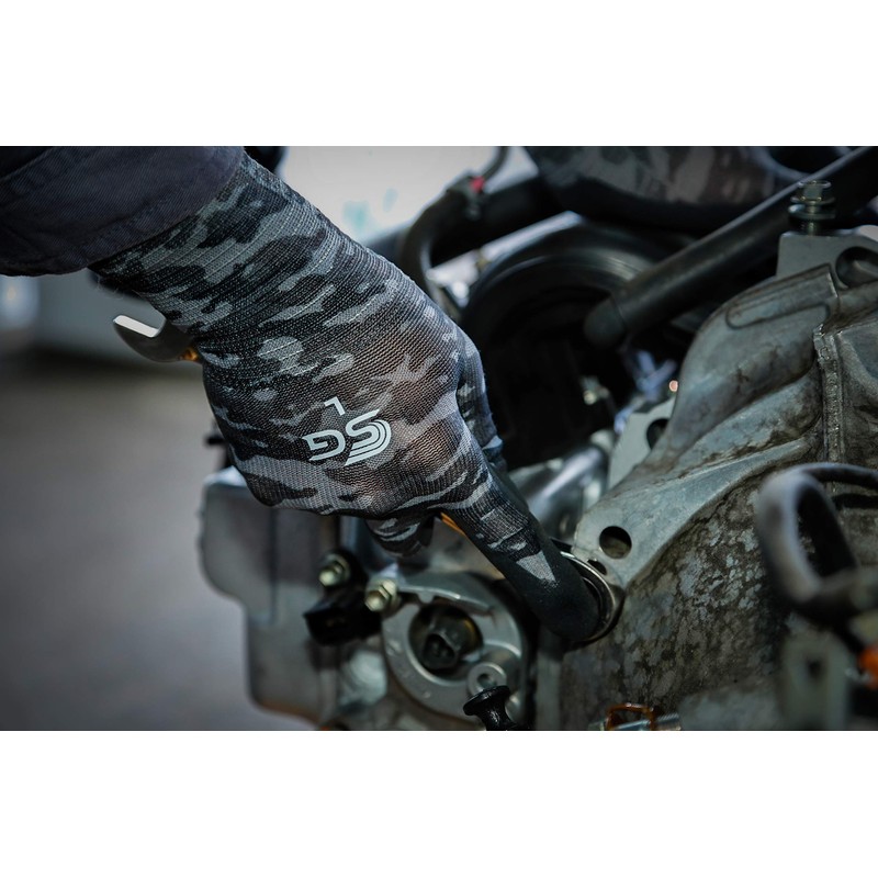 Twaron Nitrile Rubber Back Gloves SG-A007 Gray Camo LL SG-A007-LL