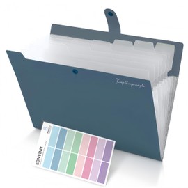 KONVINIT Document Folder A4 Document Bag Coloured Expanding Folder A4 with 8 Compartments Folder with Compartments Folder Folders Made of Plastic, Robust Folder with Motif, Dark Blue