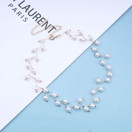 Aneneiceera Boho Pearl Choker Necklace Gold Beads Choker Necklace Jewellery Minimalist Short Chain Clavicle Necklace Jewellery for Women and Girls, Metal Material, Pearl