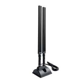TECHTOO WiFi Antenna 12dBi Dual Band 2.4GHz 5GHz RP-SMA WiFi Antennae with Magnetic Base and 4ft Extension Cable for PC Desktop Computer PCIe Bluetooth Wireless Network Card Motherboard WiFi Router