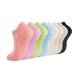 Grip Socks Ankle Pilates Socks with Grips for Women Non Slip Grippers Womens Mesh 8pairs Lightmix