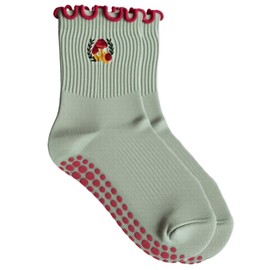 Axxnism Cute Pilates Grip Socks for Women Ruffle Yoga Socks Non Skid Crew Grippy Sock for Barre Workout