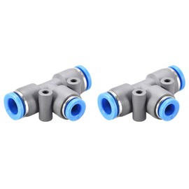 sourcing map Push to Connect Fittings T Type Tee Tube Connect 8-6mm OD Grey Push Lock 2Pcs