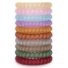 10 Piece Spiral Hair Ties For Thick Hair, Coil Elastics Hair Ties, Multicolor Medium Spiral Hair Ties, No Crease Hair Coils, Telephone Cord Plastic Hair Ties For Women And Girls (Matte Candy Color)