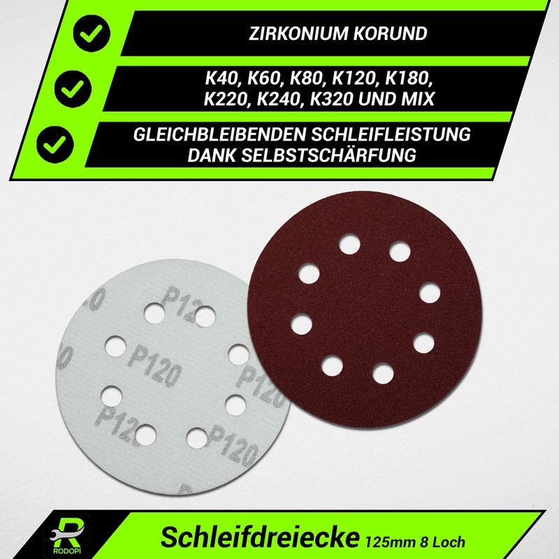 RODOPI RedDevil Velcro Sandpaper 115 mm Grit 40-320 Sanding Discs