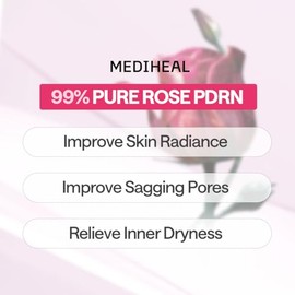 Medicheal Rosa PDRN Esencial Máscara de Hoja 10 piezas. 99% Pura Rosa Blanca PDRN y Ácido Hialurónico para hidratar, reafirmar y mejorar la barrera de