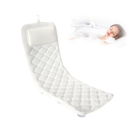 Petyoung Full Body Bath Pillow, Non-slip Bath Mat for Tub, Machine Washable Bath Cushion with Suction Cups, Bathtub Mat for Neck Back And Tailbone Support