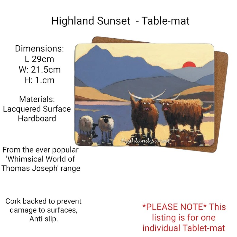 Thomas Joseph Highland Sunset Table Mat Sheep Gift