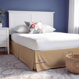 JS Sanders Collection - Falda de cama plisada con esquinas divididas, volantes a medida para cama King, mezcla de algodón 100% de caída de 21 pulgadas, falda de cama clásica estilo hotel para somier o