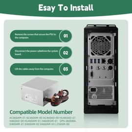 WISLOK HU460AM-01 WC1T4 460W Power Supply Compatible with Dell XPS 7100 8000 8100 8300 8500 8700 8900 8910 8920 8930MT Alienware Aurora R5 R6 R7 AC460AM-01 H460EGM-01 D460AM-03 WY7XX FVGCW