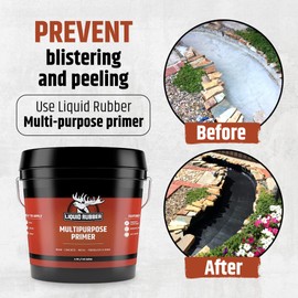 Liquid Rubber Multi-Purpose Primer - Use on Concrete and Wood, Water-Based Non-Toxic and Fast Drying, Easy to Apply, 1 Gallon