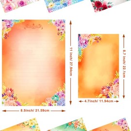 Anzon Mories - Juego de papel de escritura bonito y sobres de 60 piezas (2 lados de color, 1 lado rayado) 30 hojas, 30 sobres, papel de carta Kawaii c