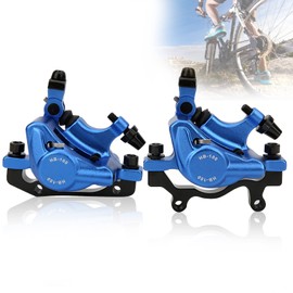 Bicycle Hydraulic Disc Brake Set, HB-100 Mountain Bike Aluminium Alloy Front and Rear Hydraulic Disc Brake for Mountain Bike, Road Bike, Electric Folding Bike (Blue)
