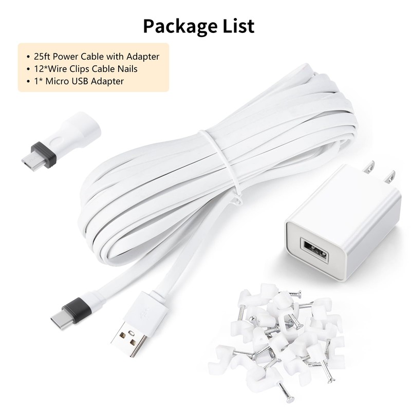 25ft Power Extension Cable with Adapter for eufy SoloCam S340/S220,