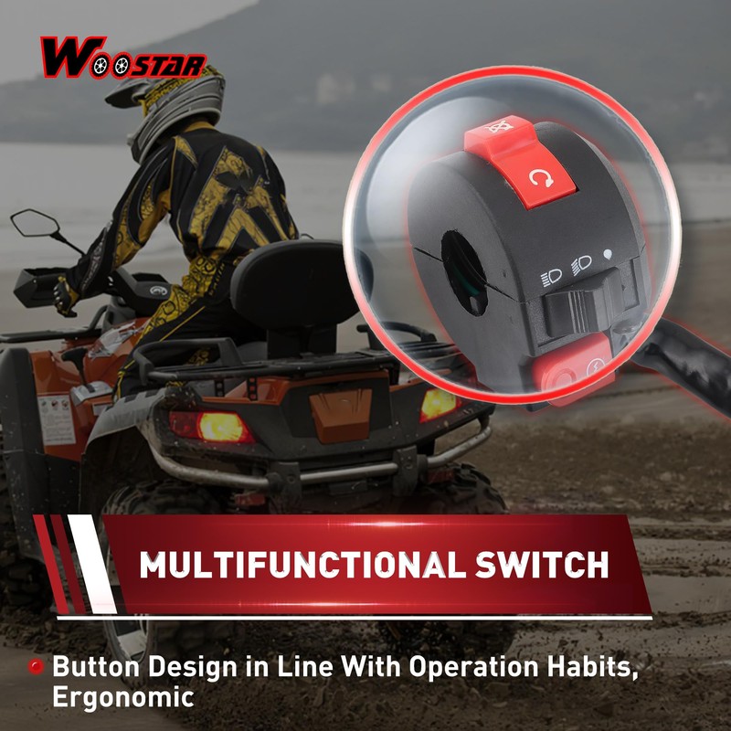 WOOSTAR 7/8" 22mm Handlebar 3 Function Right Start Switch Replacement