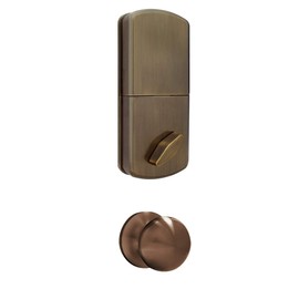MiLocks BDF-02AQ Electronic Touchpad Entry Keyless Deadbolt Handleset Combo, Antique Brass