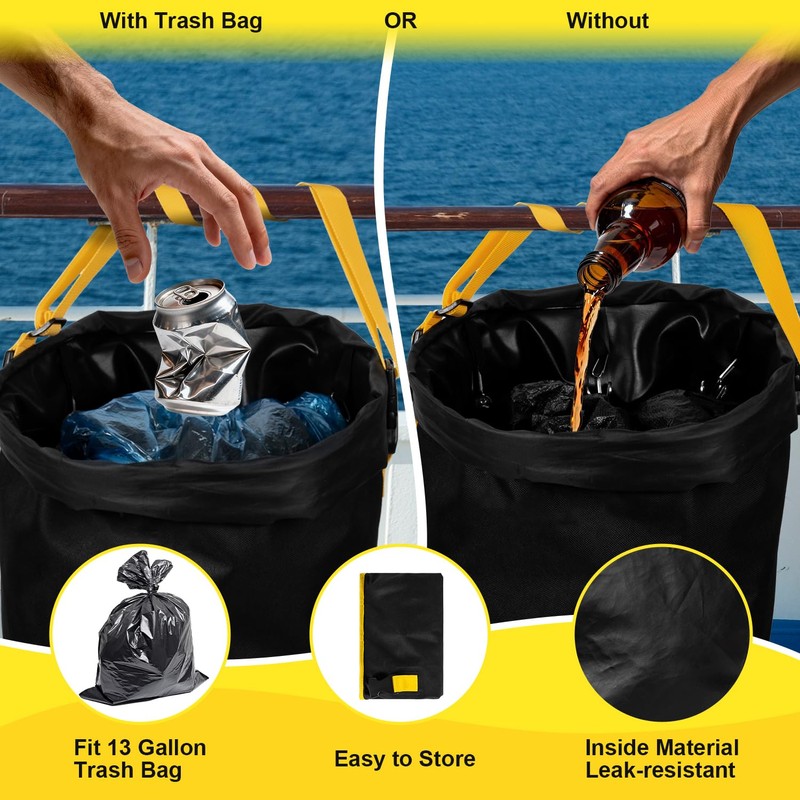 Bjabtan Portable Boat Trash Can, Odor-Proof & Leak-Proof Boat Garbage