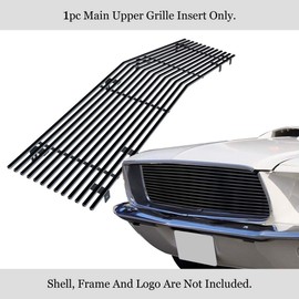 APS Premium Stainless Steel Black 8x6 Horizontal Billet Grille Grill Insert Compatible with Ford Mustang 1967 1968 Main Upper N19-J84258F