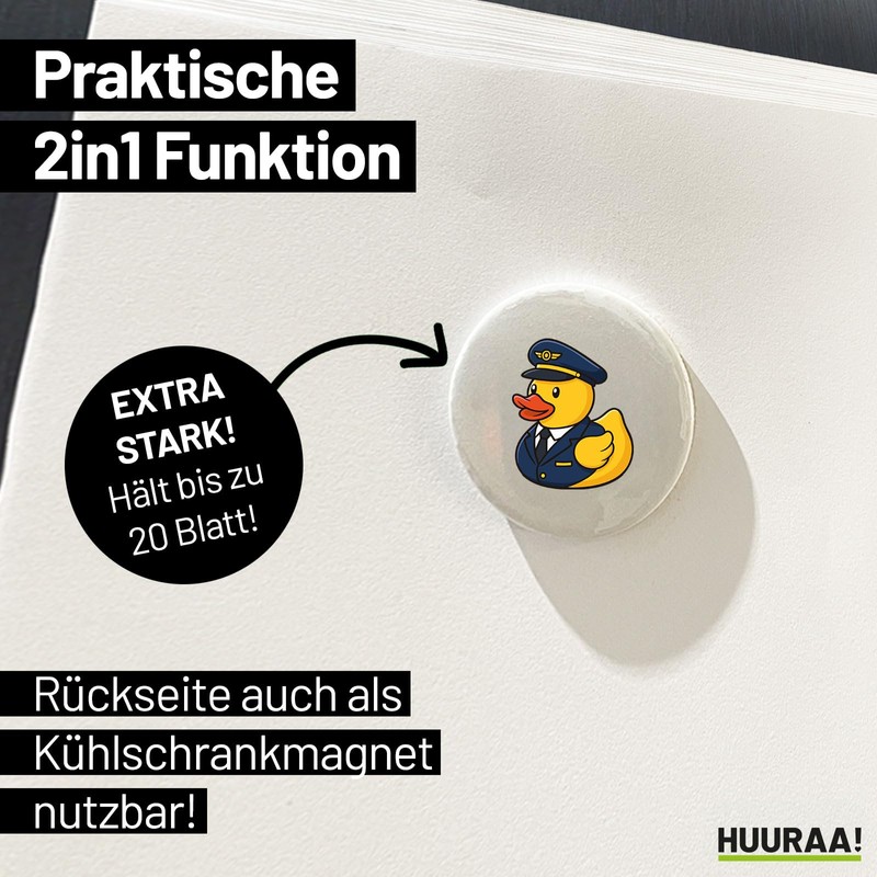 Huuraa Magnet Squeaky Duck Pilot Rubber Duck Flight Captain Gift