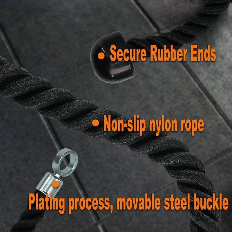 ciciment Nylon Triceps Rope, Lat Pull Down Rope with Single