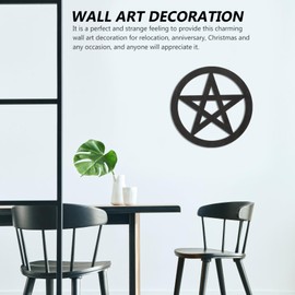 IMIKEYA Pentagram Decoration Tarot Good Luck Ornaments Altar Ornaments Pentagram Tree Topper Vintage Flower Scroll Pagan Decor Desk Topper Pentacle Woodsy Decor Plaque Wooden Wall Hanging
