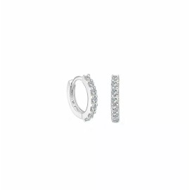 Unbranded Small 1/2" Diamonique CZ Hoop Earrings Anti-Tarnish Real 925 Sterling Silver Box