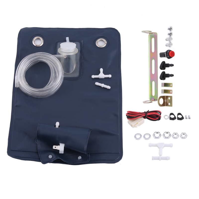 12V Universal Windshield Washer Pump Bag Kit With Jet Button