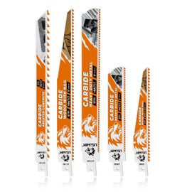 5 Pack Carbide Reciprocating Saw Blade Set, Premium Metal Blades Set for Nail Embedded Wood, Concrete, Heavy Metal, Cast Iron, Alloy Steel Cutting, Heavy-Duty for Demolition