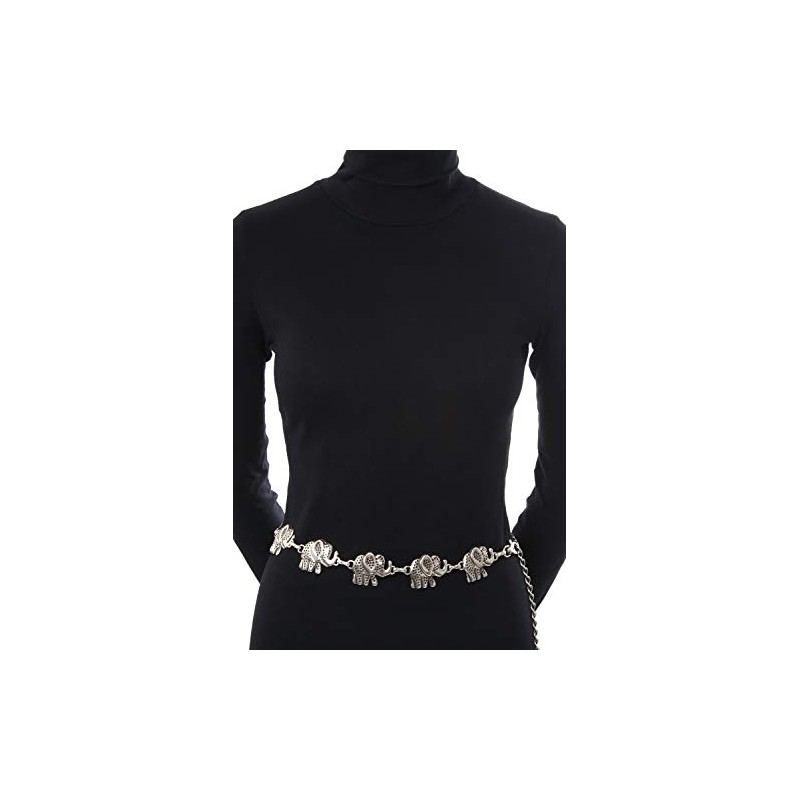 Edith Little Elephant Chain Belt, Antique silver
