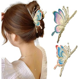 Clips de garra de 2 piezas para cabello grueso clip de garra de metal grande para el cabello de mariposa de metal no salpicadizo accesorios para el cabello de mariposa para mujeres, clips de garra pa