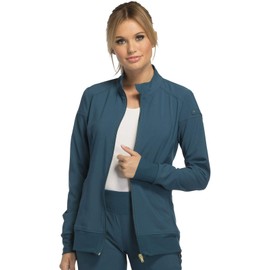 Cherokee iflex Uniforms Zip Front Scrub Jackets for Women CK303, M, Caribbean Blue