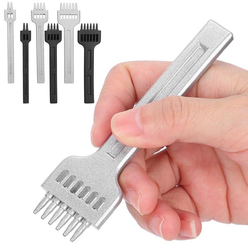 6Pcs Prong Chisel Round Hole DIY Leather Punch Tool HighCarbon