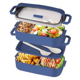 Adult Bento Lunch Box for Children, Lunch Box Children with Compartments, Lunch Box Children, Leak-proof Lunch Box Ideal for Work, School and Travel, Lunch Box 1600 ml, Blue