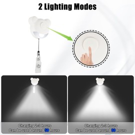 Night Shift Nurse Badge Reel Light, Retractable and Rechargeable Nurse Light Clip On Flashlight, Nurse Essentials Accessories for Work,Badge Lights for Nurses Gift