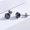 Black Studs Earrings Round Cubic Zirconia Sterling Silver Hypoallergenic Sensitive