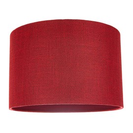 Contemporary and Sleek 12 Inch Deep Red Natural Linen Fabric Drum Lamp Shade 60w Maximum | 30cm Diameter | for Table Lamp or Pendant by Happy Homewares