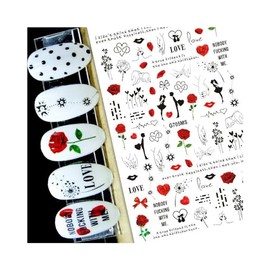 Generic Heart Nail Sticker Bear Red Lips Valentine Day Rose Cats in Love Hand in Hand G705Ms Nail Wraps Art Stickers Manicure Supplies for Women for Home Nails Full Long Lasting Easy Apply and Remove