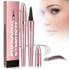 Waterproof Eyebrow Pencil, 2PCS 4-Tip Eyebrow Pencils Makeup Fine Stroke Magic Pencil, 3D Microblading Eye brow Pen Eye Brown Makeup Long-Lasting Brow Pen Stay on All Day (Dark Brown)