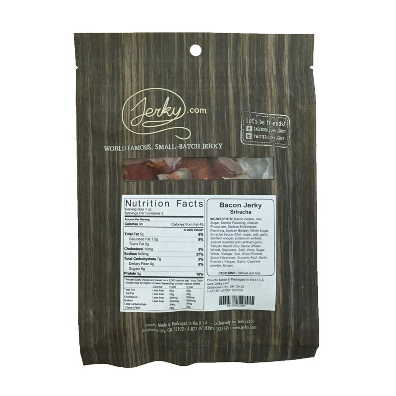 Sriracha Bacon Jerky - Made with REAL Bacon and Sriracha
