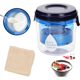 Greek Yogurt Strainer Yogurt Strainer with Strainer Cloth, for home use or small batch (450 grams) for thick Greek yogurt or cheese, 6 * 6 * 5.5 inches, clear, with lid, easy to clean