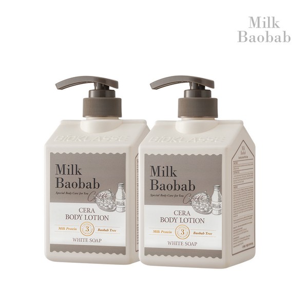 Milk Baobab Cera Body Lotion White Soap 600ml 2pcs