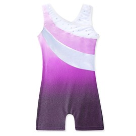 DAXIANG Gymnastics Leotards for Girls Leotard for Girls Gymnastics Outfit Black Shorts Dance Unitard Biketards Purple Sparkle