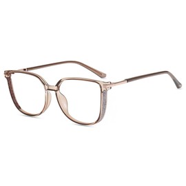 Firmoo Blue Light Blocking Glasses, Square Eyewear Frame Anti Eyestrain Computer Glasses for Women Men Brown